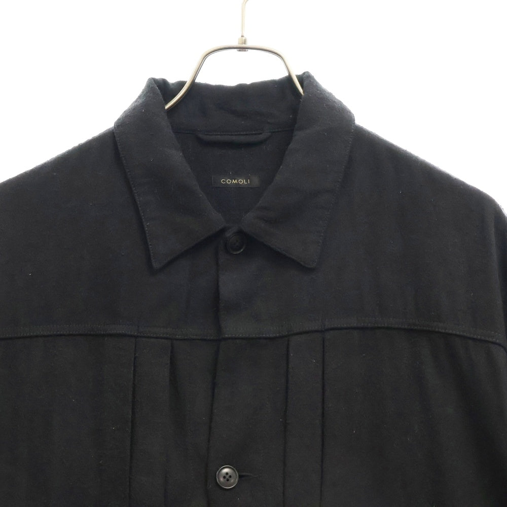 COMOLI(コモリ) シルク TYPE-1ST トラッカー 長袖シャツ ジャケット ブラック V01-01007