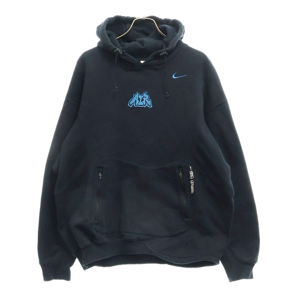 NIKE(ナイキ) 22AW ×OFF-WHITE AS M NRG FLC HOODIE フロントロゴエンブロイダリー プルオーバー パーカー スウェット ブラック DN1760-010