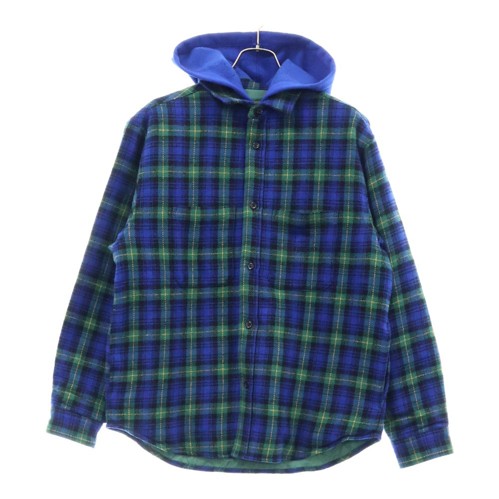 SUPREME(シュプリーム) 23AW Tartan Flannel Hooded Shirt タータン フランネル チェック フーデッド フード 裏地キルティング シャツ ブルー