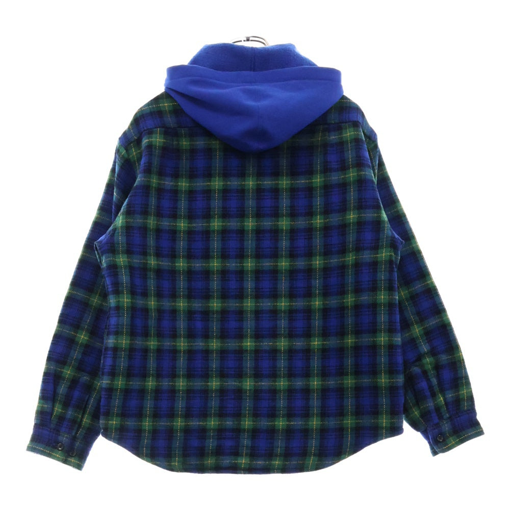 SUPREME(シュプリーム) 23AW Tartan Flannel Hooded Shirt タータン フランネル チェック フーデッド フード 裏地キルティング シャツ ブルー