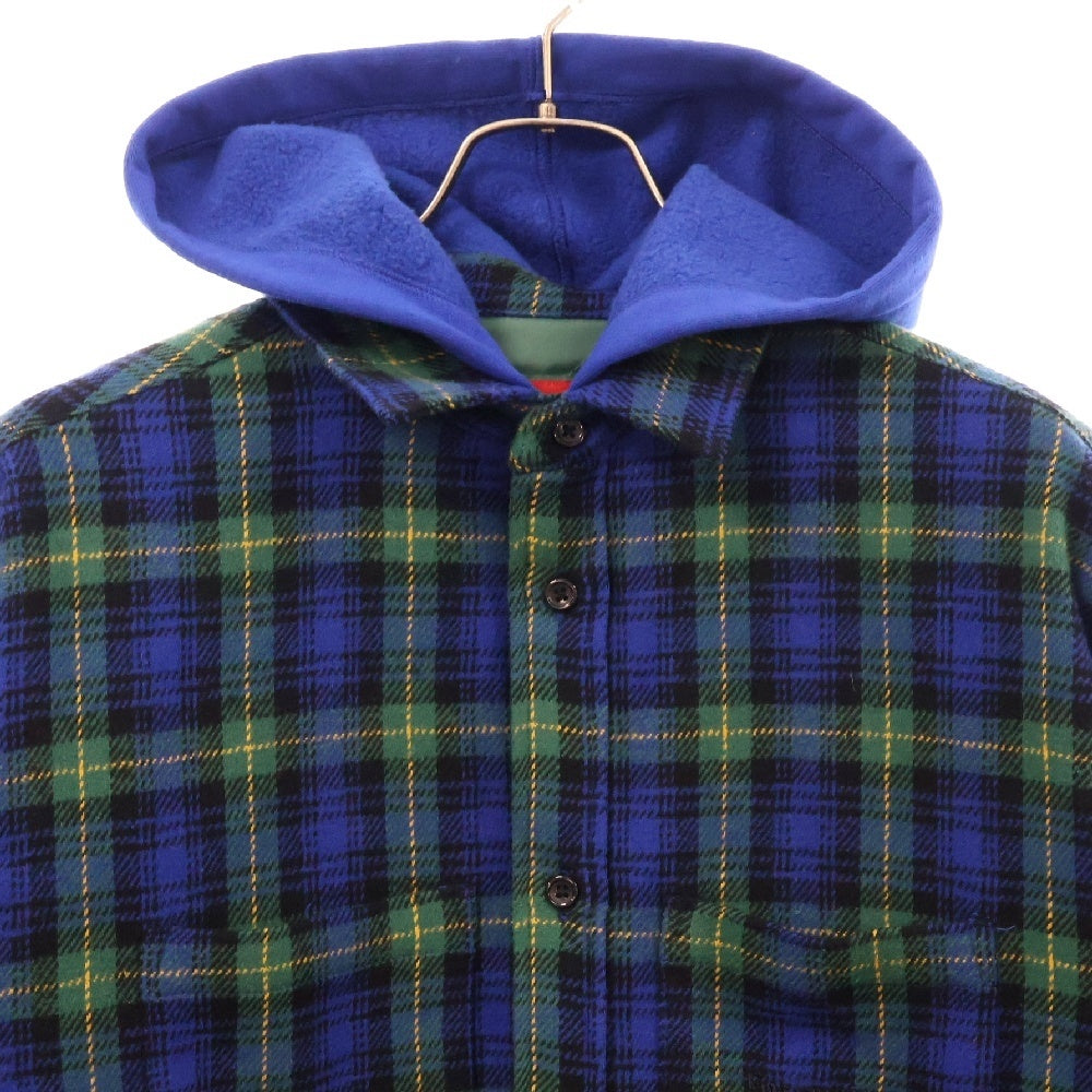 SUPREME(シュプリーム) 23AW Tartan Flannel Hooded Shirt タータン フランネル チェック フーデッド フード 裏地キルティング シャツ ブルー