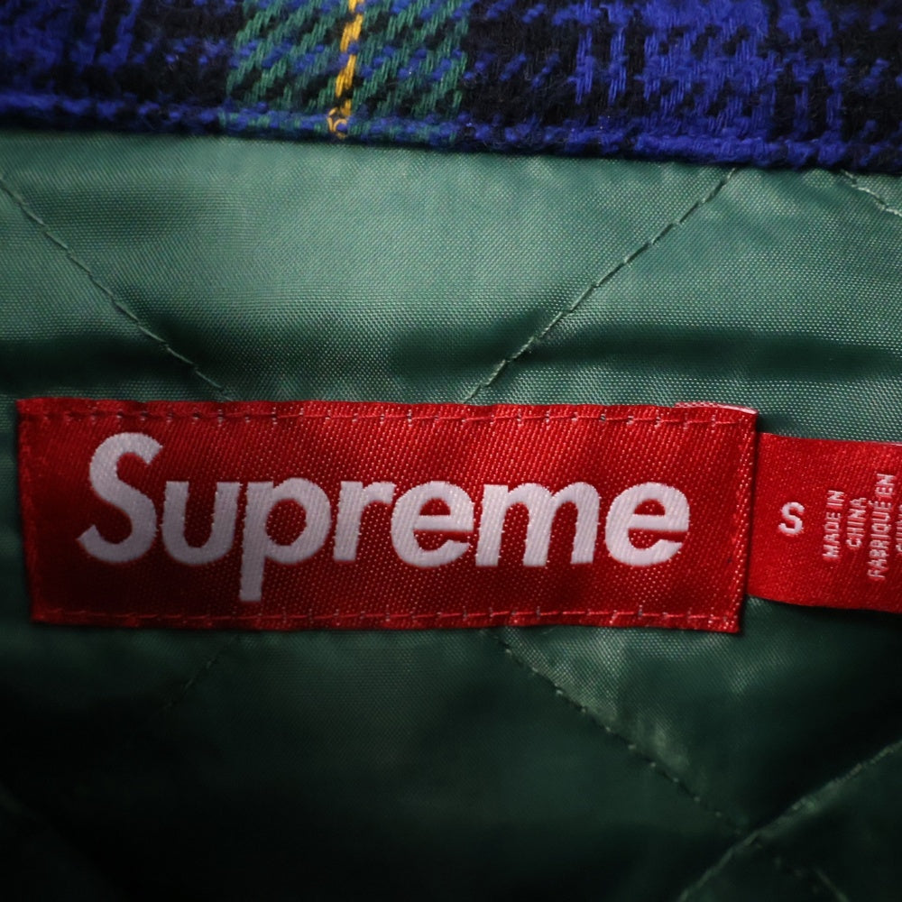 SUPREME(シュプリーム) 23AW Tartan Flannel Hooded Shirt タータン フランネル チェック フーデッド フード 裏地キルティング シャツ ブルー
