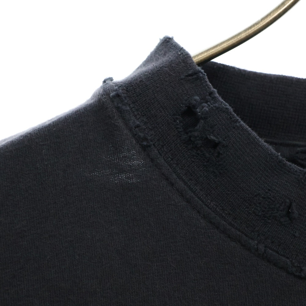 BALENCIAGA(バレンシアガ) 25SS Fashion Designer T-Shirt ヴィンテージ加工 ラメ プリント 半袖Tシャツ ブラック 831305 TSVC5