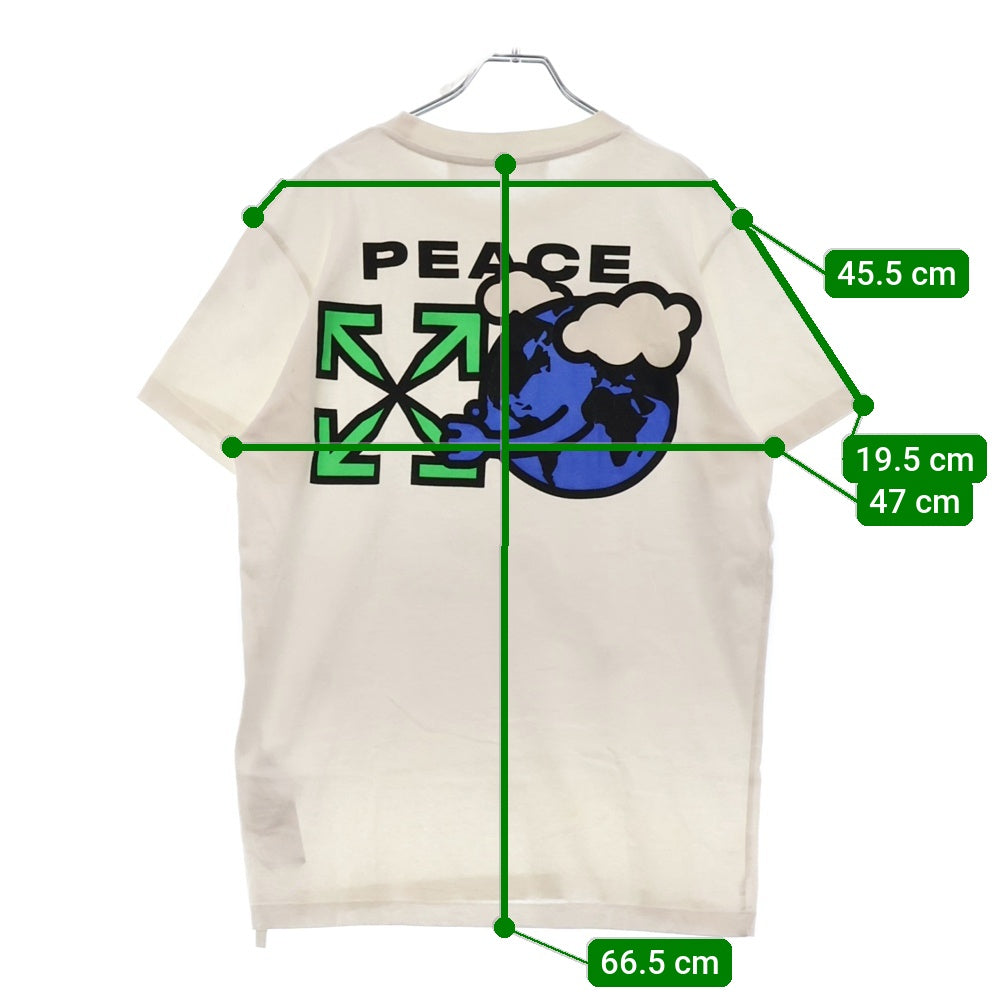 OFF-WHITE(オフホワイト) 21SS PEACE WORLDWIDE TEE バックプリント半袖Tシャツ ホワイト OMAA027R21JER009