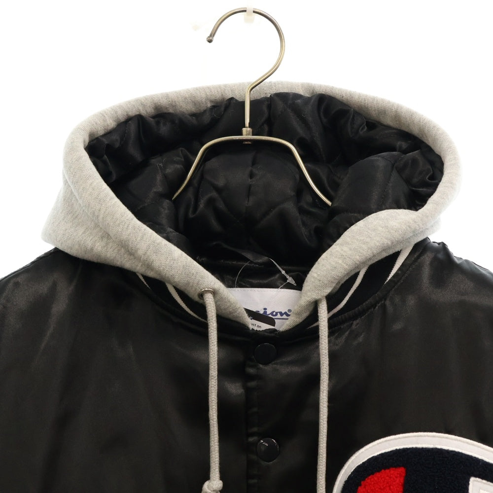 SUPREME(シュプリーム) 18AW×Champion Hooded Satin Varsity Jacket チャンピオン フーデッドサテンバーシティジャケット ブルゾン ブラック
