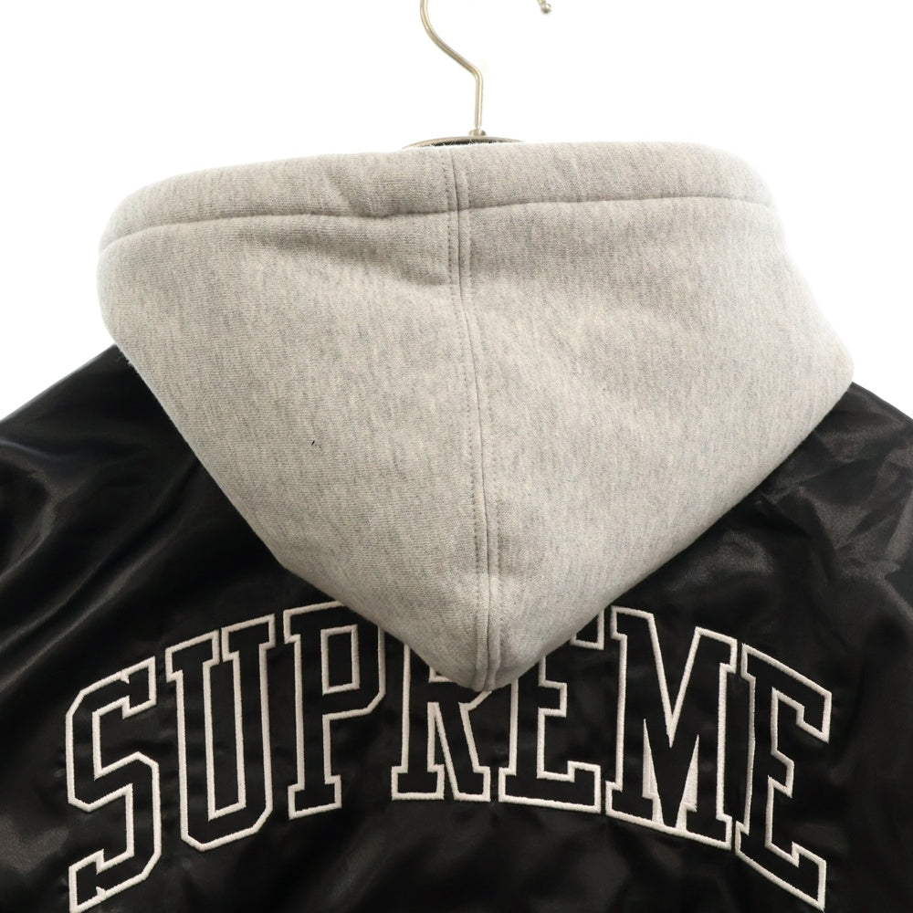 SUPREME(シュプリーム) 18AW×Champion Hooded Satin Varsity Jacket チャンピオン フーデッドサテンバーシティジャケット ブルゾン ブラック
