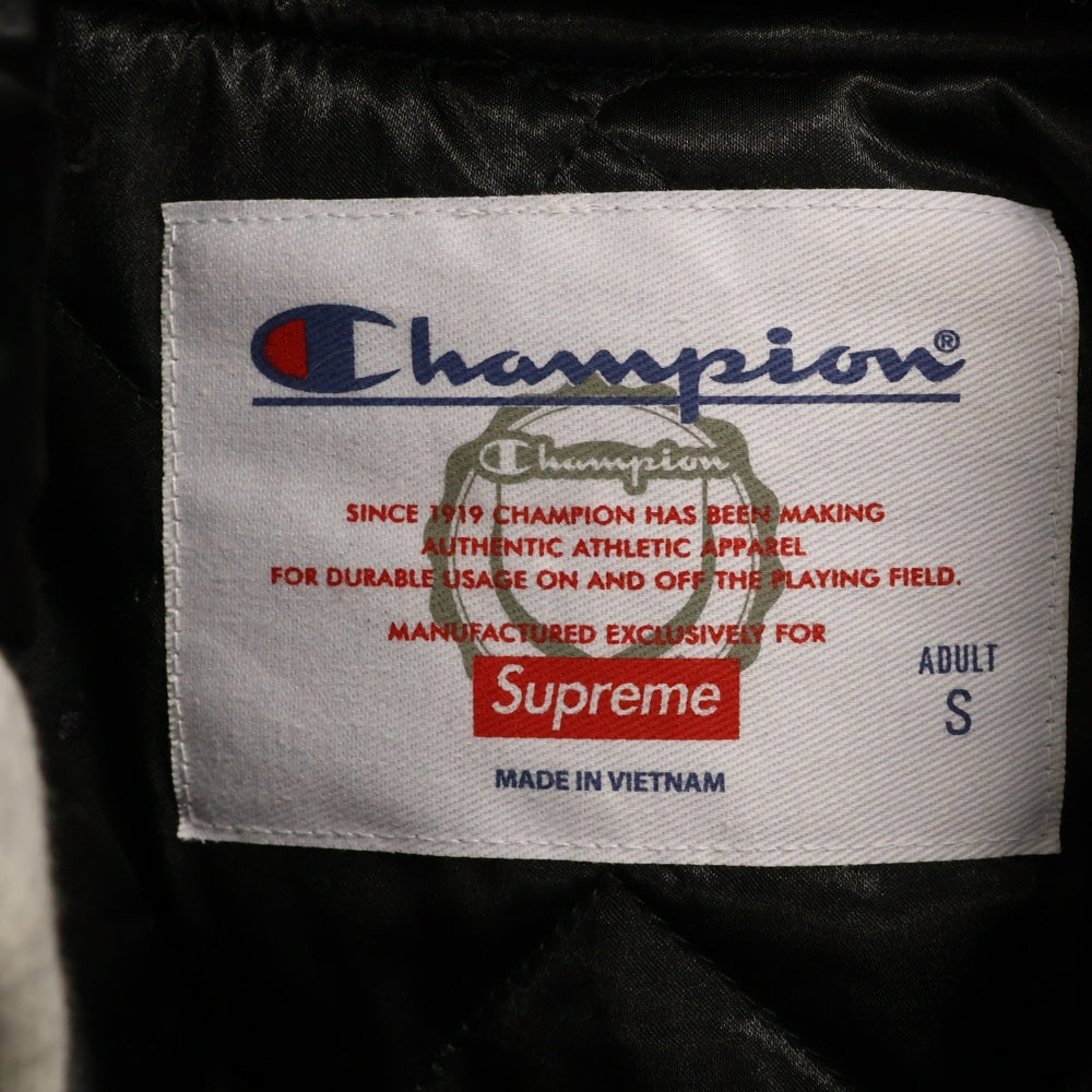 SUPREME(シュプリーム) 18AW×Champion Hooded Satin Varsity Jacket チャンピオン フーデッドサテンバーシティジャケット ブルゾン ブラック