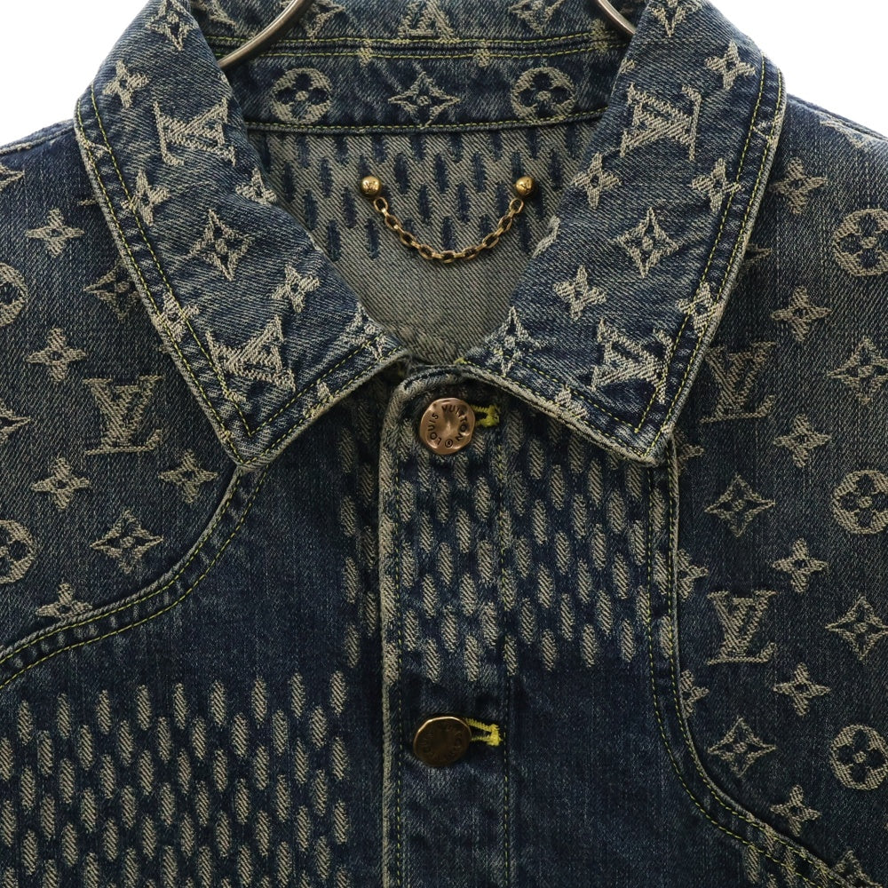 LOUIS VUITTON(ルイヴィトン) 20AW ×NIGO ニゴー モノグラム ジャイアントダミエウェーブスモノグラムデニムジャケット インディゴ HJA10WUZC