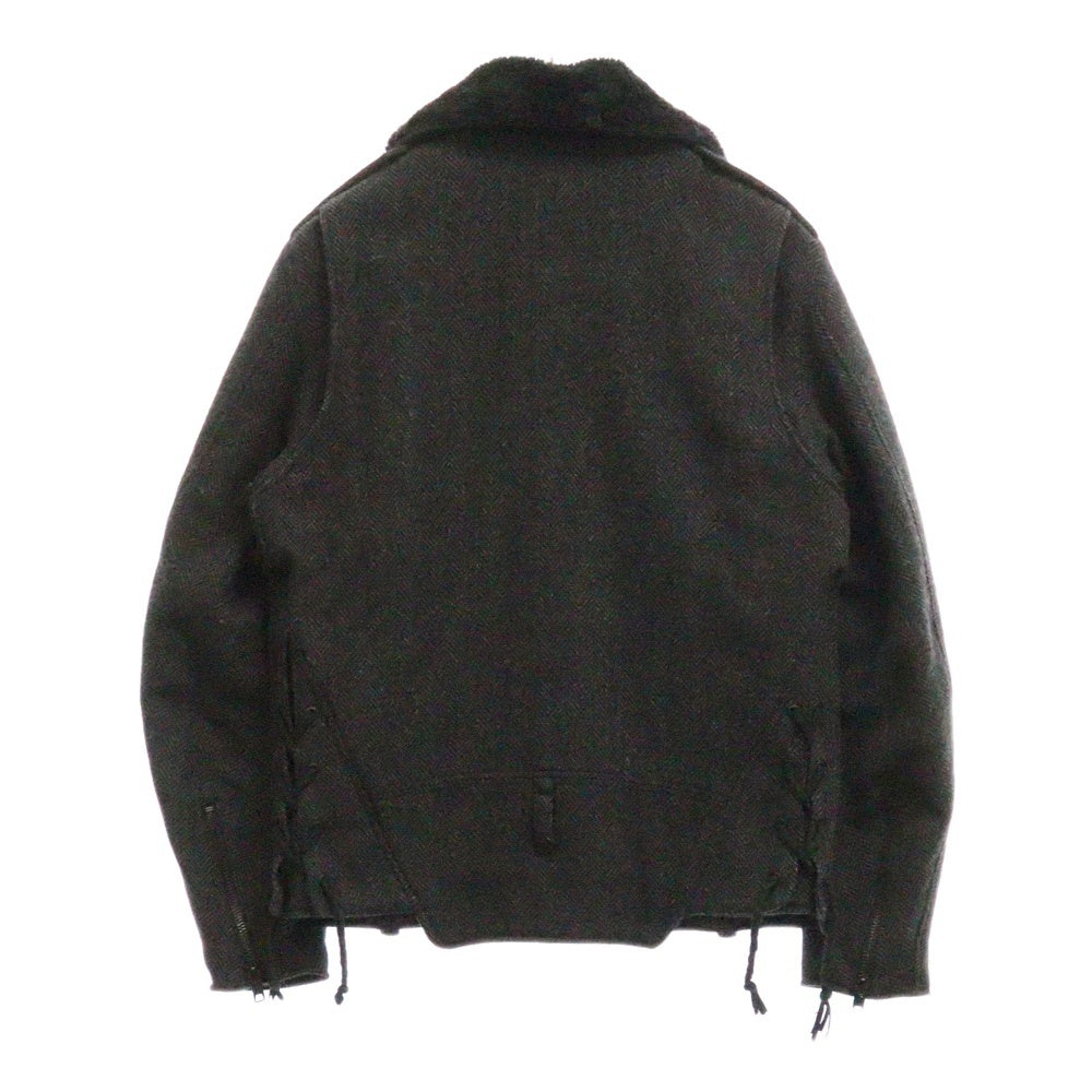 NEIGHBORHOOD(ネイバーフッド) ×SCHOTT ショット レオパードライナー ウール ダブルライダースジャケット グレー SHNH-JK04