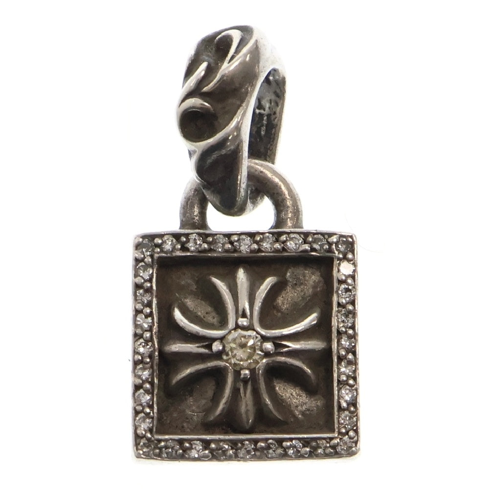 CHROME HEARTS(クロムハーツ) FRAMED CH PLUS P D フレームドCHプラス PAVEダイヤ チャーム シルバーネックレストップ