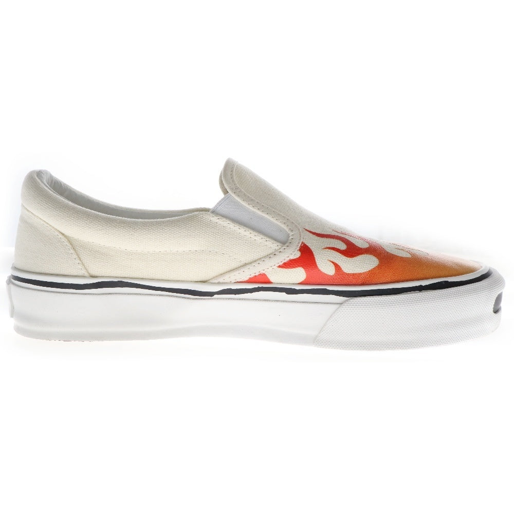 KAMIYA(カミヤ) Cornell Fire Pattern Vulcanized Slip on Sneaker コーネル ファイヤー プリント ローカットスニーカー ホワイト G14FW704
