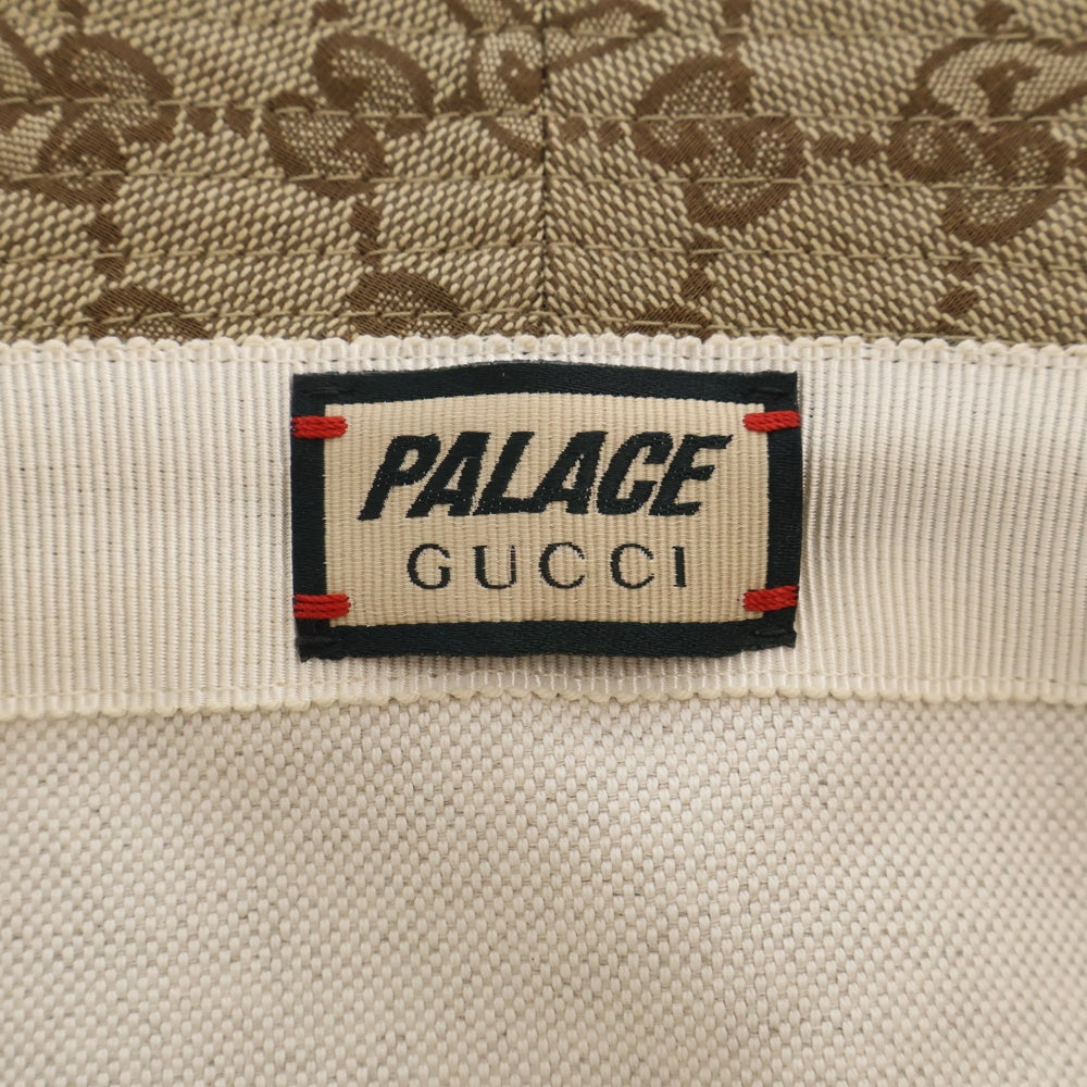 GUCCI(グッチ) ×PALACE パレス GGキャンバス 総柄 シェリーライン バケットハット 帽子 ブラウン 726133