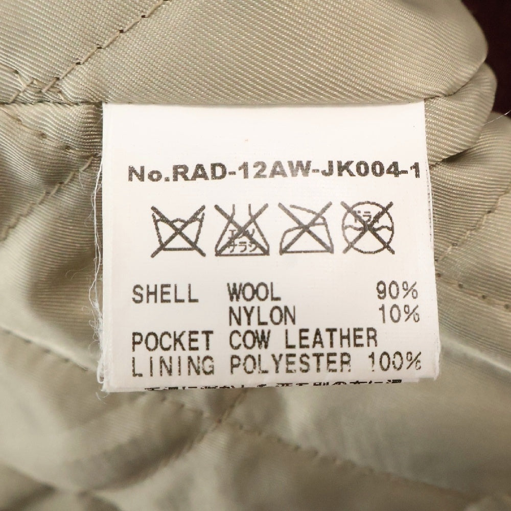 RADIALL(ラディアル) ウール ジップアップ スタジャン ファラオジャケット ボルドー RAD-12AW-JK004-1