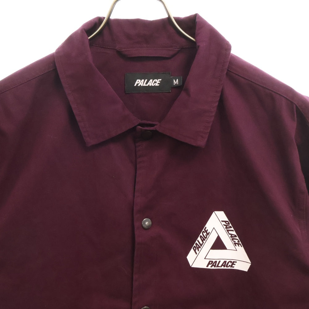 Palace Skateboards(パレススケートボーズ) トライアングルロゴプリント スナップボタンコットンコーチジャケット ボルドー