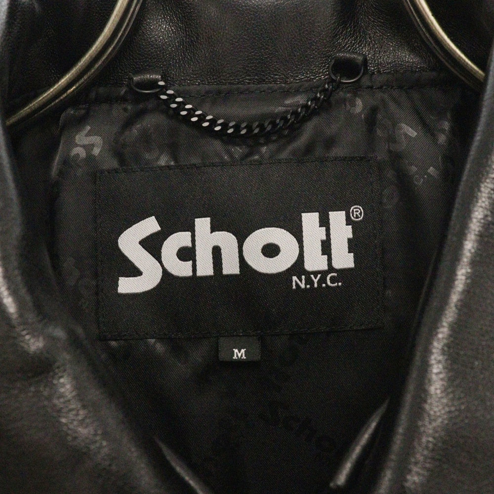 SCHOTT(ショット) NANO Univers 別注 Single Riders ラムレザー シングルライダースジャケット ブラック 782-5150001