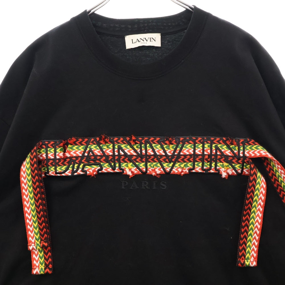 LANVIN(ランバン) 24SS CURBLACE OVERSIZED T-SHIRT フロントロゴ刺繍オーバーサイズ半袖Tシャツ ブラック RM-TS0026-J198-P24