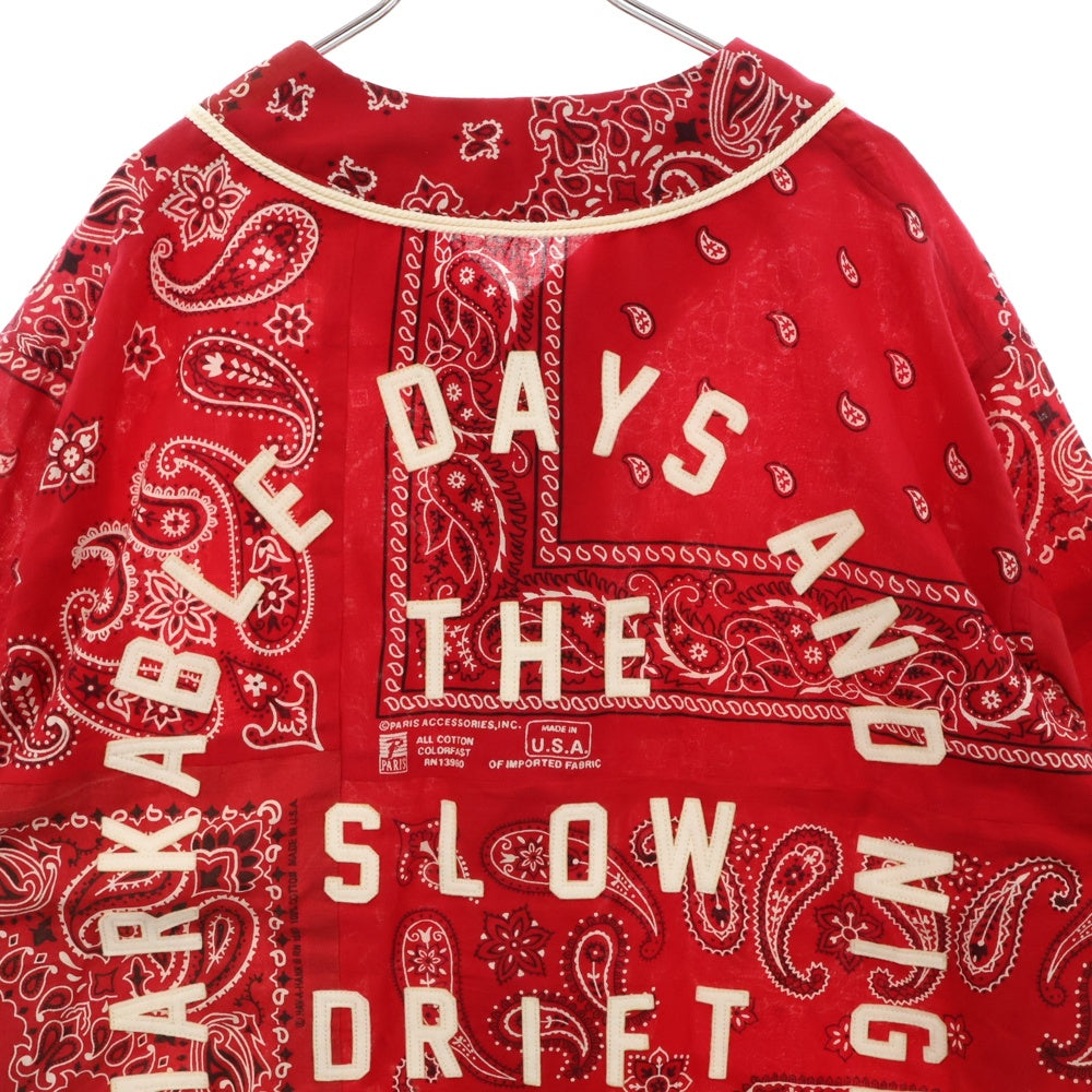 READY MADE(レディメイド) 21AW Red Bandana Baseball Shirt バンダナ柄 ベースボールシャツ 半袖 ペイズリー ワ レッド RE-CO-RE-00-00-136