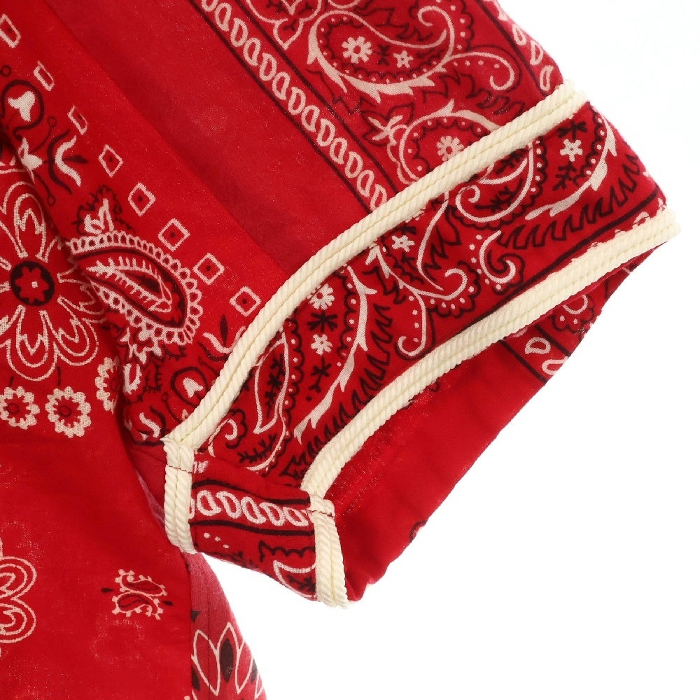 READY MADE(レディメイド) 21AW Red Bandana Baseball Shirt バンダナ柄 ベースボールシャツ 半袖 ペイズリー ワ レッド RE-CO-RE-00-00-136