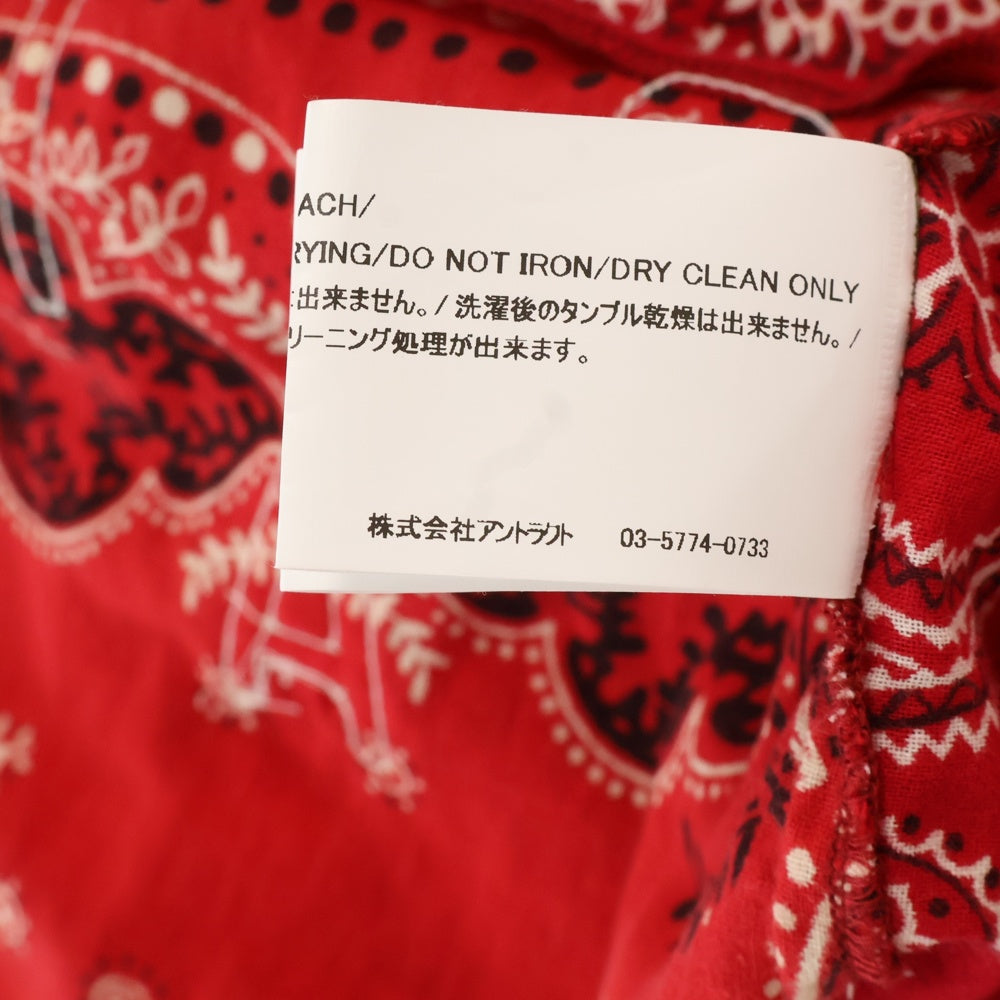 READY MADE(レディメイド) 21AW Red Bandana Baseball Shirt バンダナ柄 ベースボールシャツ 半袖 ペイズリー ワ レッド RE-CO-RE-00-00-136
