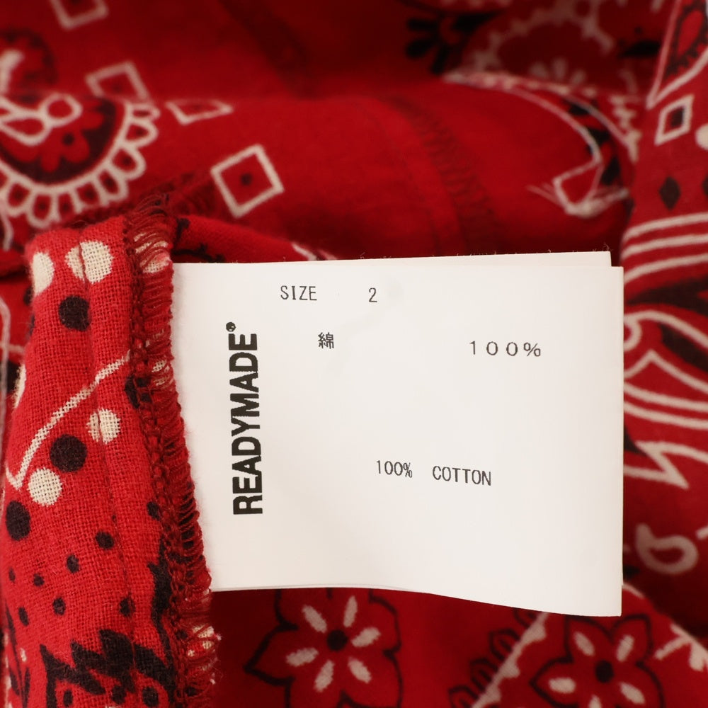 READY MADE(レディメイド) 21AW Red Bandana Baseball Shirt バンダナ柄 ベースボールシャツ 半袖 ペイズリー ワ レッド RE-CO-RE-00-00-136