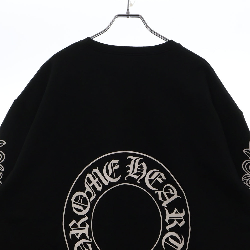 CHROME HEARTS(クロムハーツ) Horseshoe L/S Sweatshirt ホースシュープリント 袖フローラル スウェットトレーナー ブラック