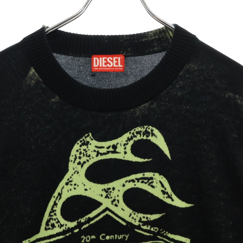 DIESEL(ディーゼル) K-BELEZ フロントロゴデザイン クルーネックセーター ニット ブラック A17507-K-BELEZ-0TKAU