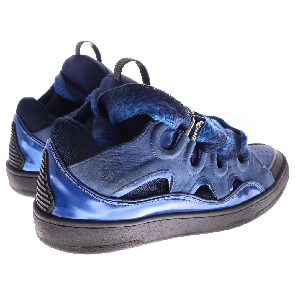 LANVIN(ランバン) Leather Curb Sneakers レザー メタリック ローカットスニーカー ブルー FM-SKRK11-HOLO-H22