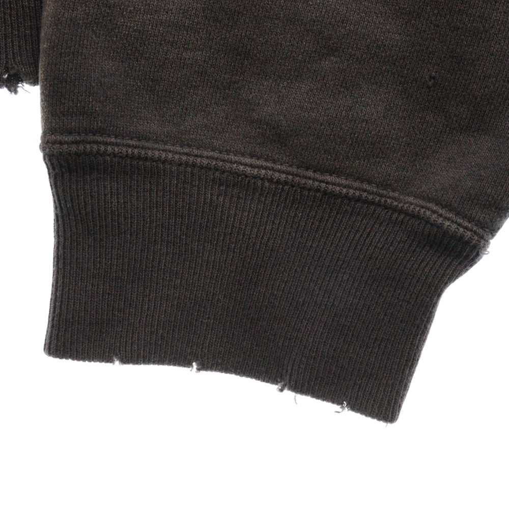 SAINT MICHAEL(セントマイケル) 24AW BONE SAINT CREW SWT ボーンプリント ダメージ加工 クルーネック スウェットトレーナー ブラック SM-YS1-0000-031
