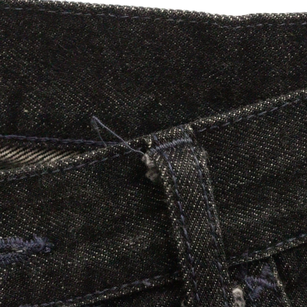 NEIGHBORHOOD(ネイバーフッド) サイドレザー切替 ストレートデニムパンツ ジーンズ ブラック DCNH-PT-16