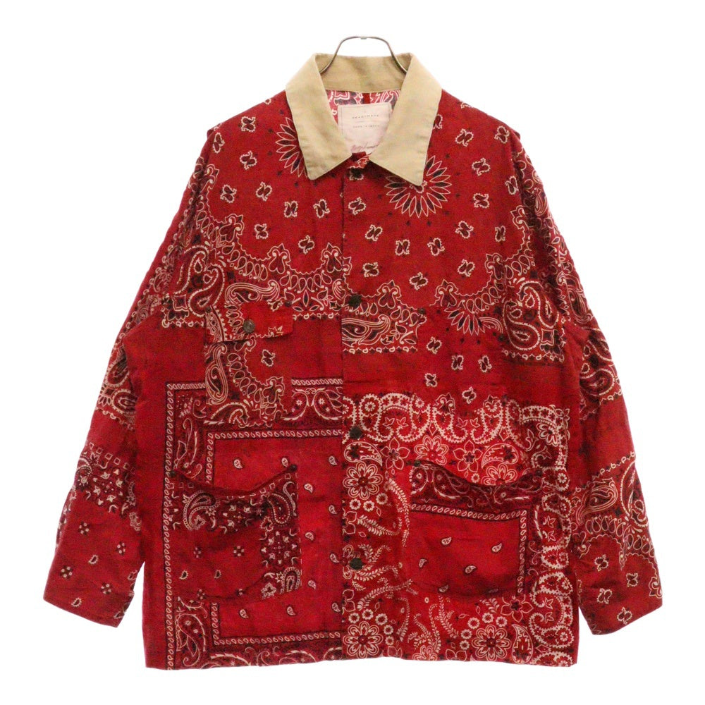 READY MADE(レディメイド) 21SS BANDANA BURN COAT コーデュロイカラー バンダナ 長袖シャツ ジャケット レッド RE-CO-RE-00-00-112