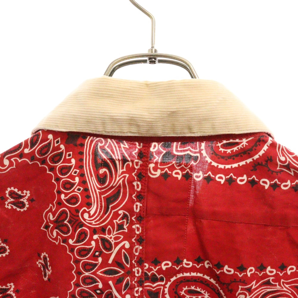 READY MADE(レディメイド) 21SS BANDANA BURN COAT コーデュロイカラー バンダナ 長袖シャツ ジャケット レッド RE-CO-RE-00-00-112