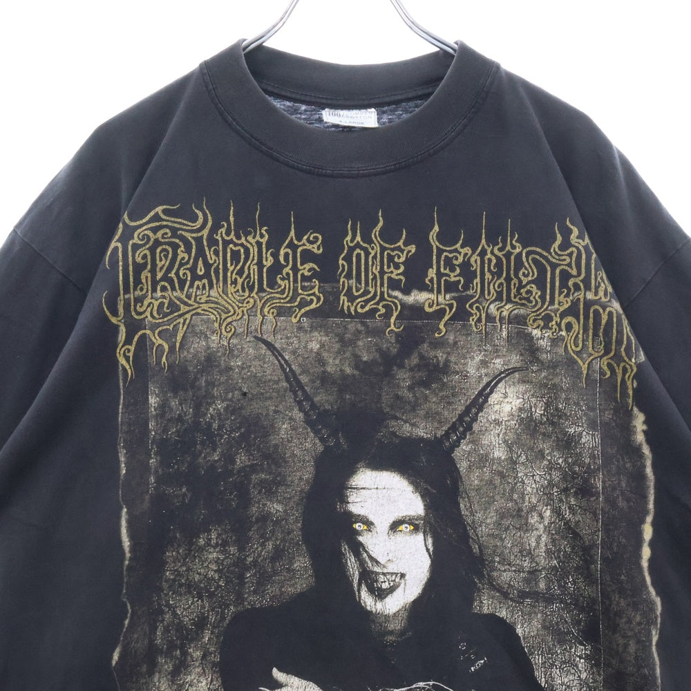 VINTAGE(ヴィンテージ) 90S VINTAGE CRADLE OF FIFTH クレイドルオブフィフス バンド 両面プリント 半袖Tシャツ カットソー ブラック