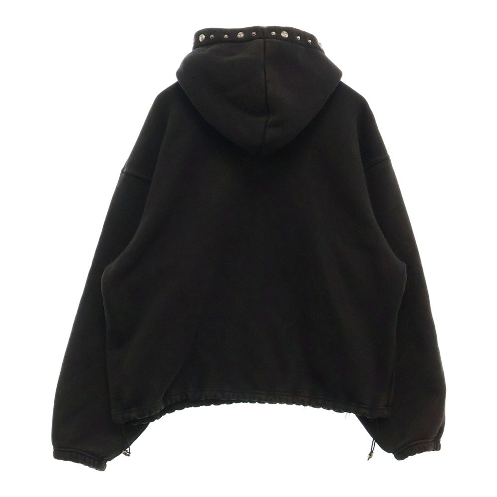 THUG CLUB(サグクラブ) PEACE STUD HOODIE プリント フードスタッズ プルオーバーパーカー ブラック TC24SS1201