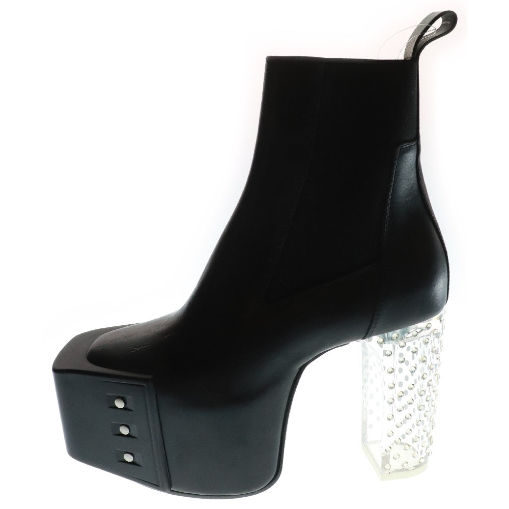 Rick Owens(リックオウエンス) GRILL KISS BOOTS キスブーツ ライトストーン クリアヒール ブラック RU02A5825