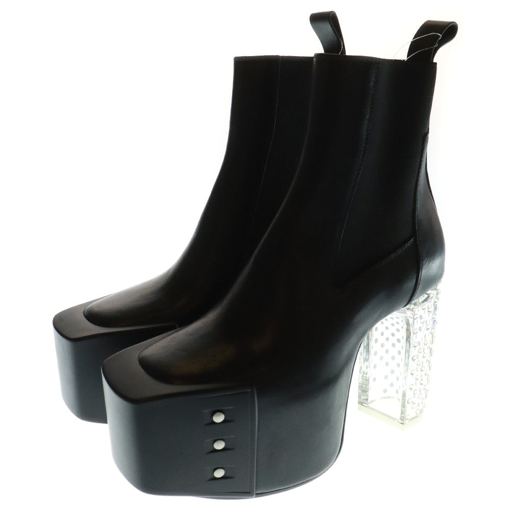 Rick Owens(リックオウエンス) GRILL KISS BOOTS キスブーツ ライトストーン クリアヒール ブラック RU02A5825