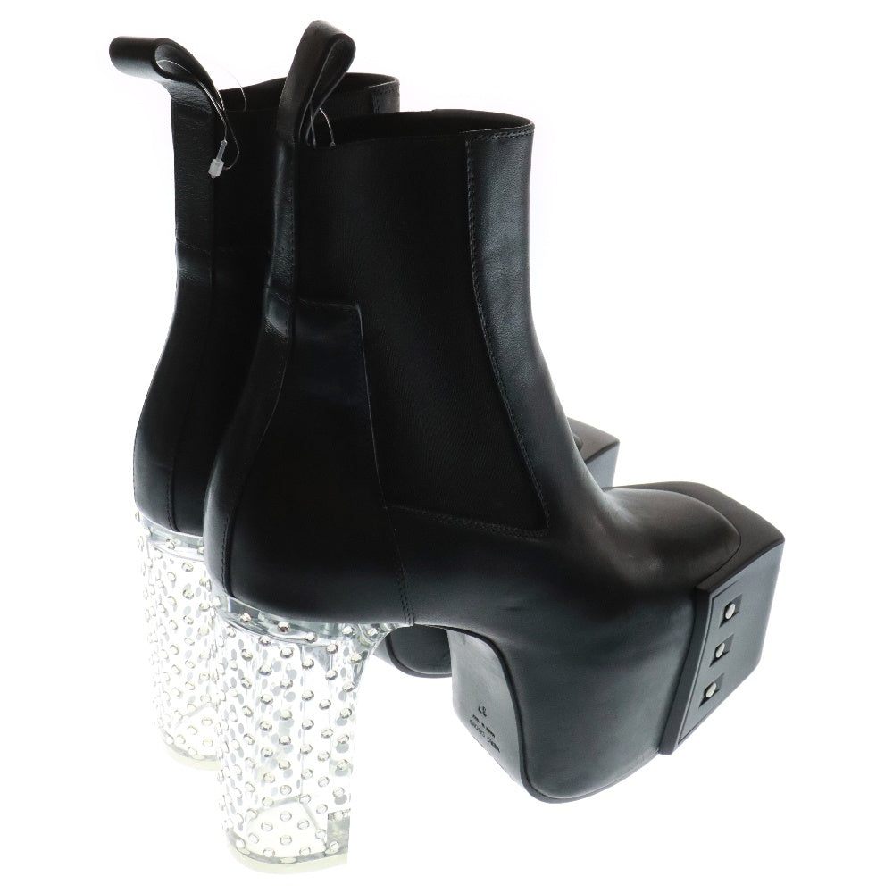 Rick Owens(リックオウエンス) GRILL KISS BOOTS キスブーツ ライトストーン クリアヒール ブラック RU02A5825