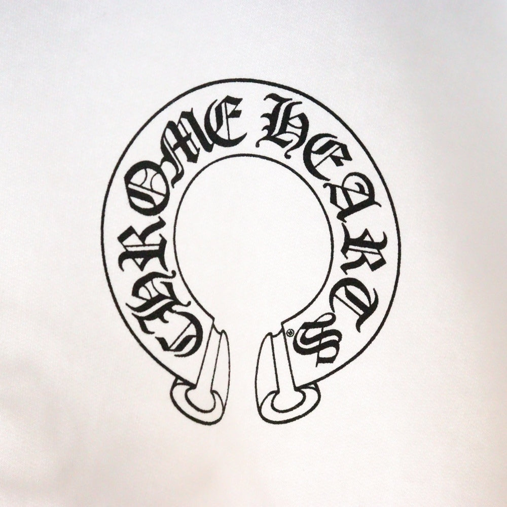 CHROME HEARTS(クロムハーツ) Horseshoe Crewneck Sweatshirt ホースシュープリント 袖フローラル クルーネックスウェットトレーナー ホワイト