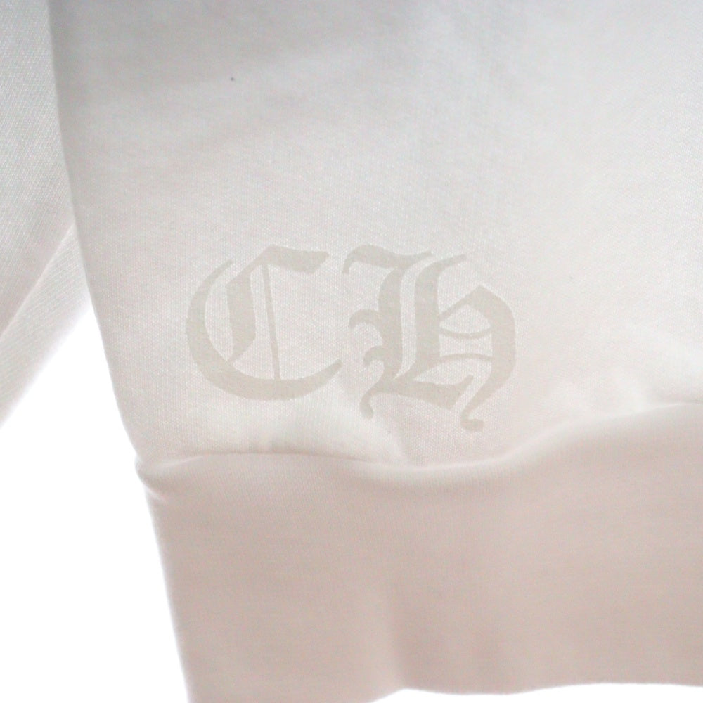CHROME HEARTS(クロムハーツ) Horseshoe Crewneck Sweatshirt ホースシュープリント 袖フローラル クルーネックスウェットトレーナー ホワイト