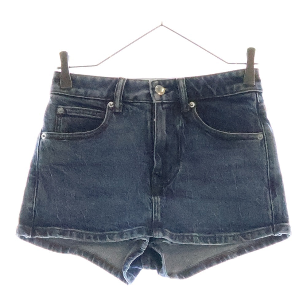 ALEXANDER WANG(アレキサンダーワン) ロゴパッチ ミッドライズストレッチ デニムショートパンツ ハーフパンツ インディゴ 4DC3235595