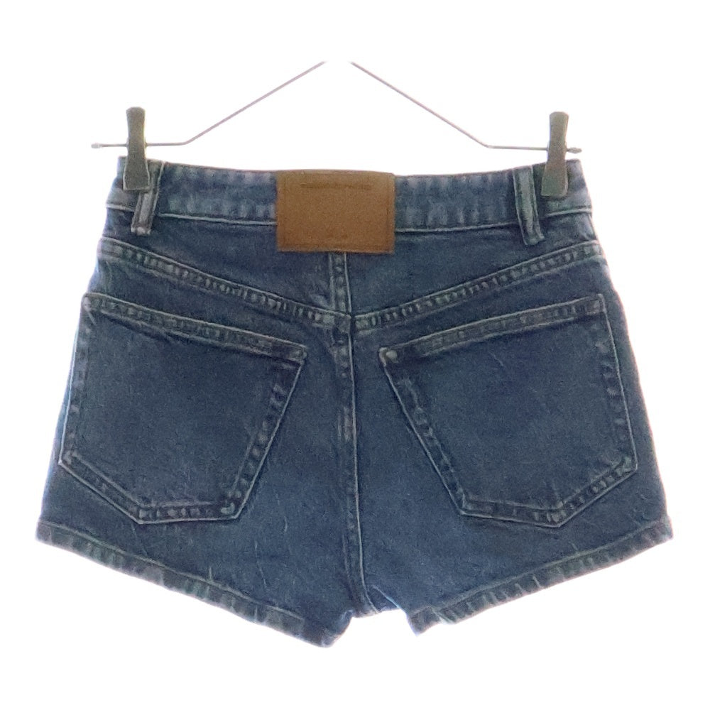ALEXANDER WANG(アレキサンダーワン) ロゴパッチ ミッドライズストレッチ デニムショートパンツ ハーフパンツ インディゴ 4DC3235595