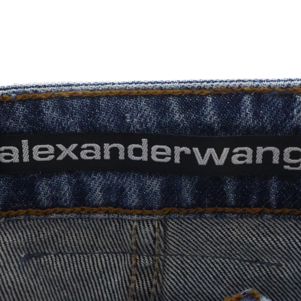 ALEXANDER WANG(アレキサンダーワン) ロゴパッチ ミッドライズストレッチ デニムショートパンツ ハーフパンツ インディゴ 4DC3235595