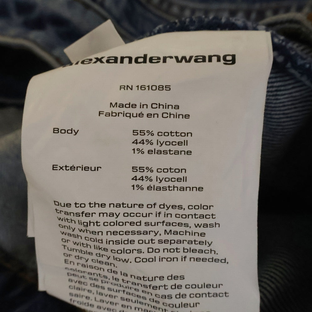 ALEXANDER WANG(アレキサンダーワン) ロゴパッチ ミッドライズストレッチ デニムショートパンツ ハーフパンツ インディゴ 4DC3235595