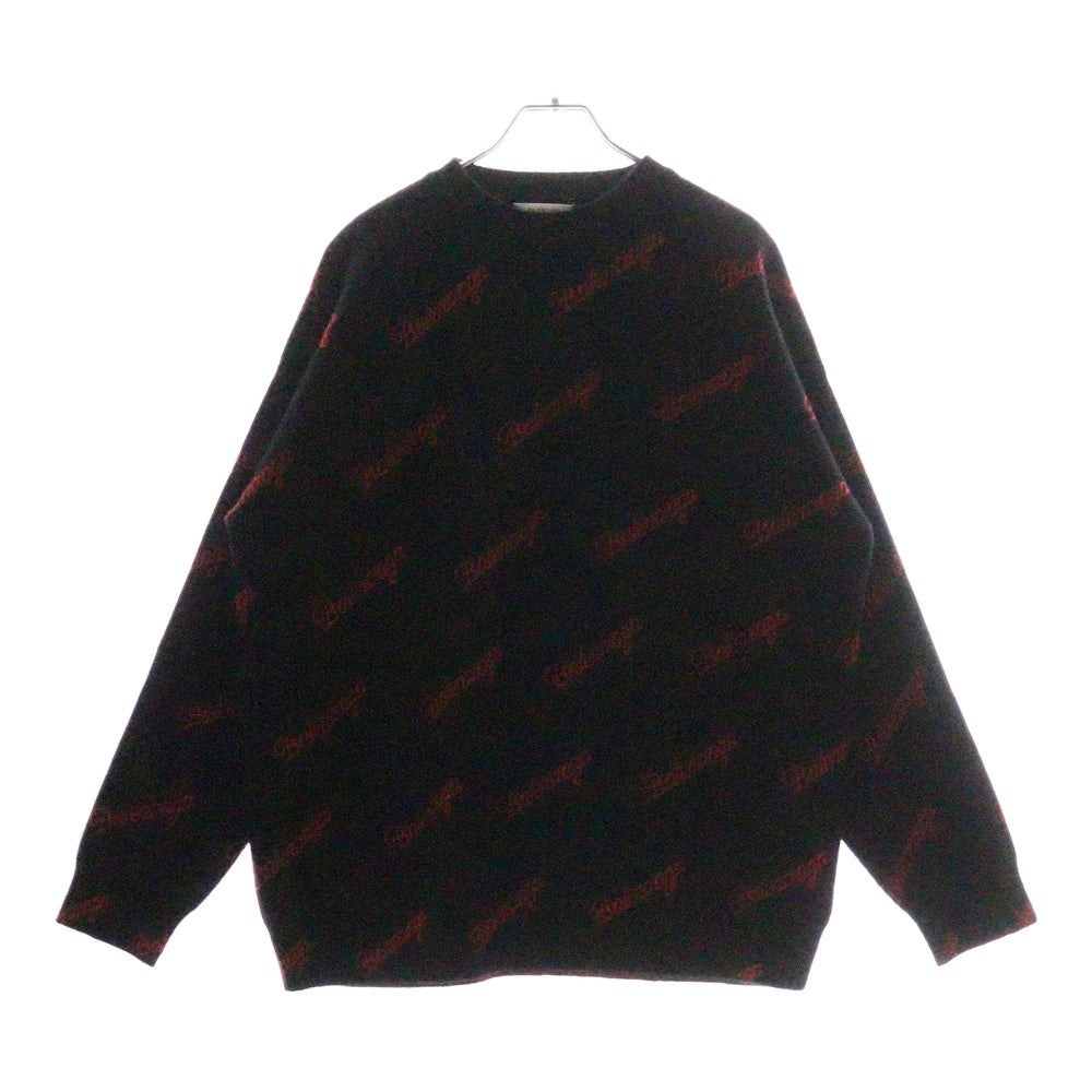 BALENCIAGA(バレンシアガ) Allover Script Logo Sweater ロゴデザイン ラウンドネック ニット セーター ブラック 683294 T4112
