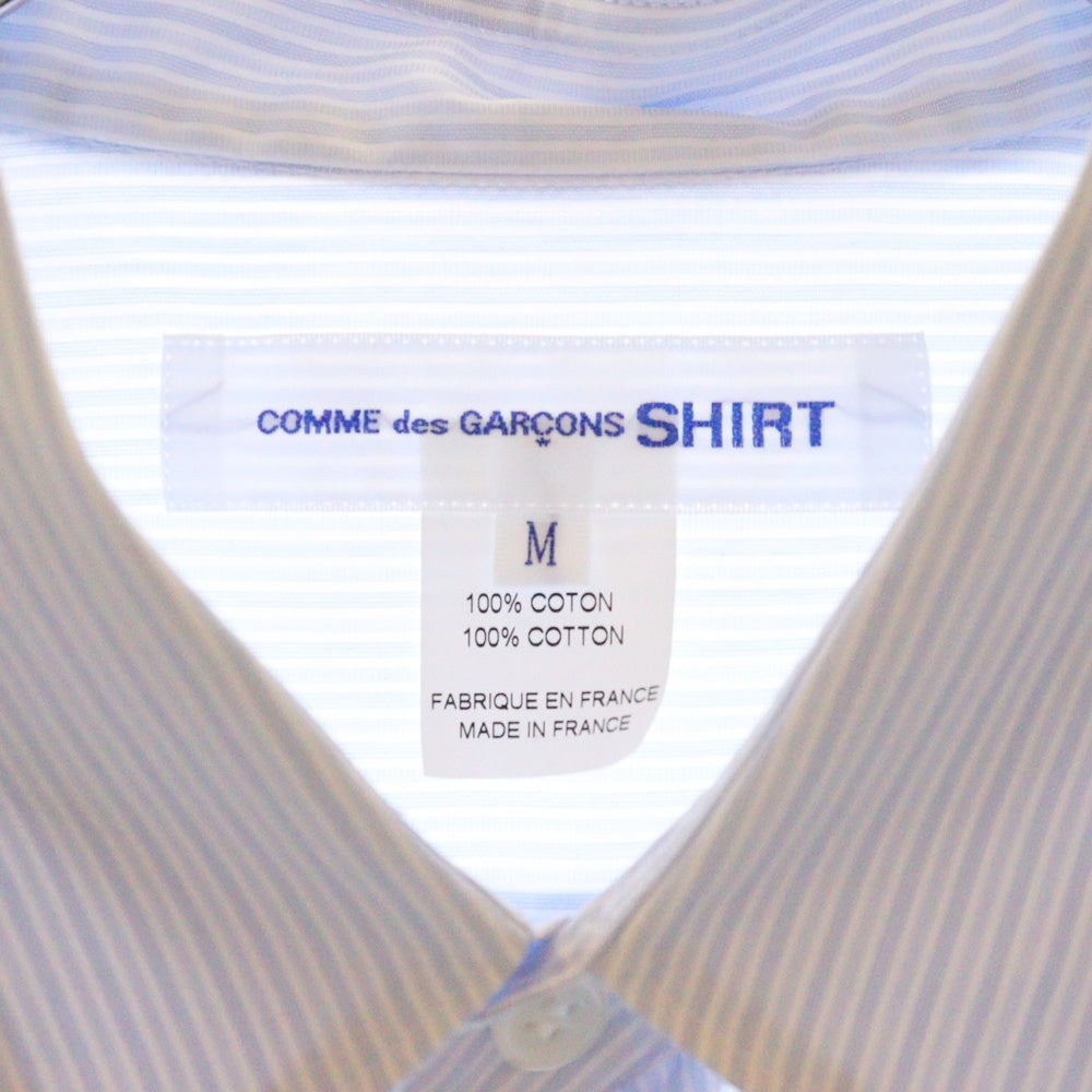 COMME des GARCONS SHIRT(コムデギャルソンシャツ) L/S STRIPE SHIRT フロントポケット ストライプ 長袖シャツ ブルー FZ-B115