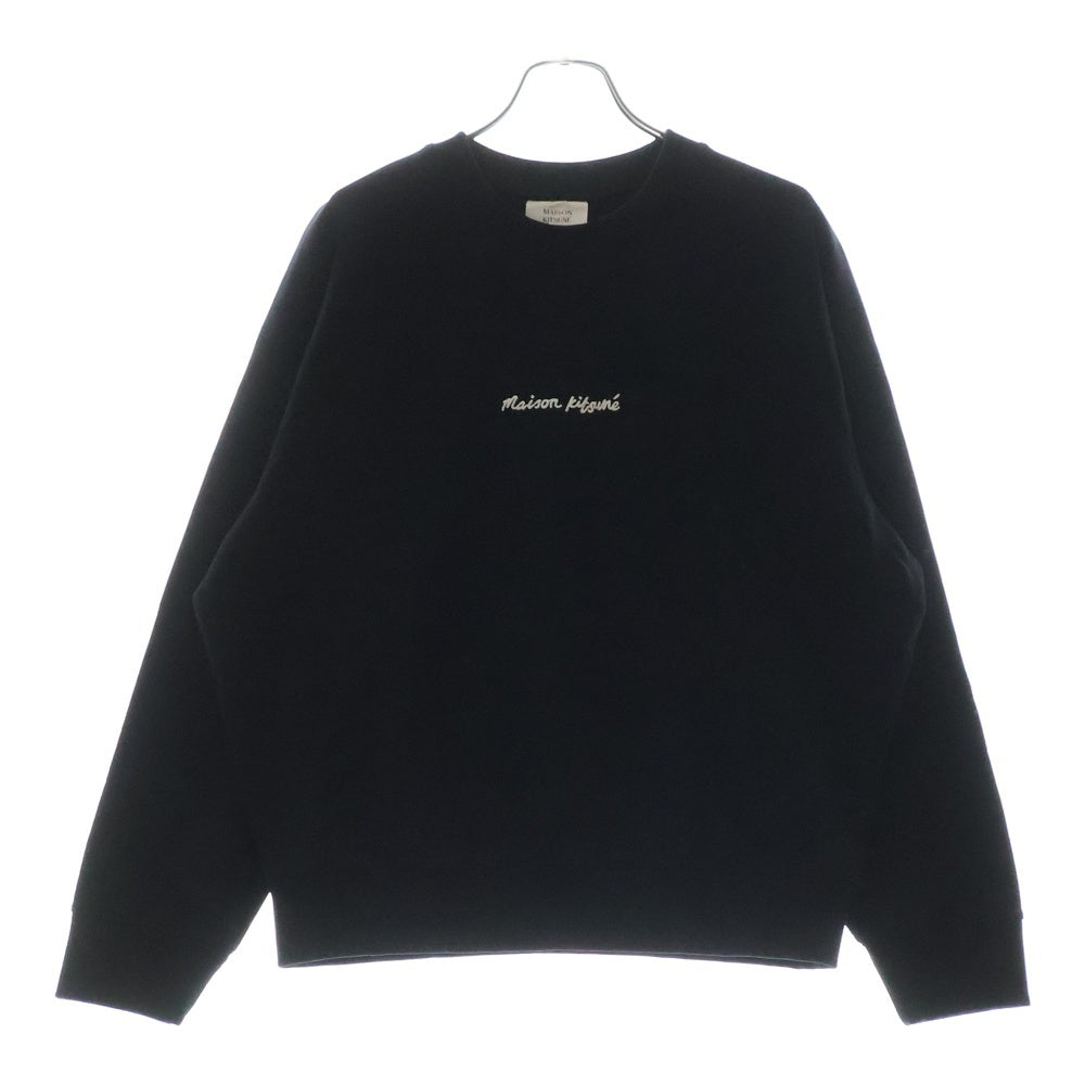 MAISON KITSUNE(メゾンキツネ) EMBROIDERY OVERSIZE SWEAT ロゴ刺繍 クルーネックスウェットトレーナー ブラック OM00309KM0001