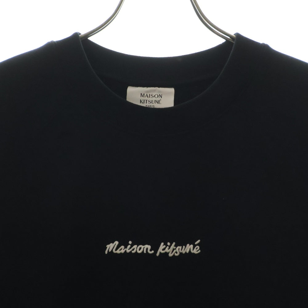 MAISON KITSUNE(メゾンキツネ) EMBROIDERY OVERSIZE SWEAT ロゴ刺繍 クルーネックスウェットトレーナー ブラック OM00309KM0001