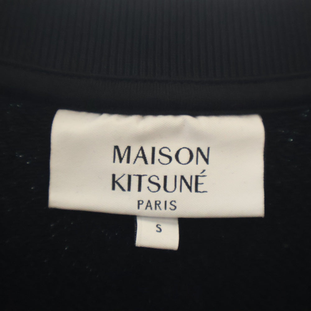 MAISON KITSUNE(メゾンキツネ) EMBROIDERY OVERSIZE SWEAT ロゴ刺繍 クルーネックスウェットトレーナー ブラック OM00309KM0001