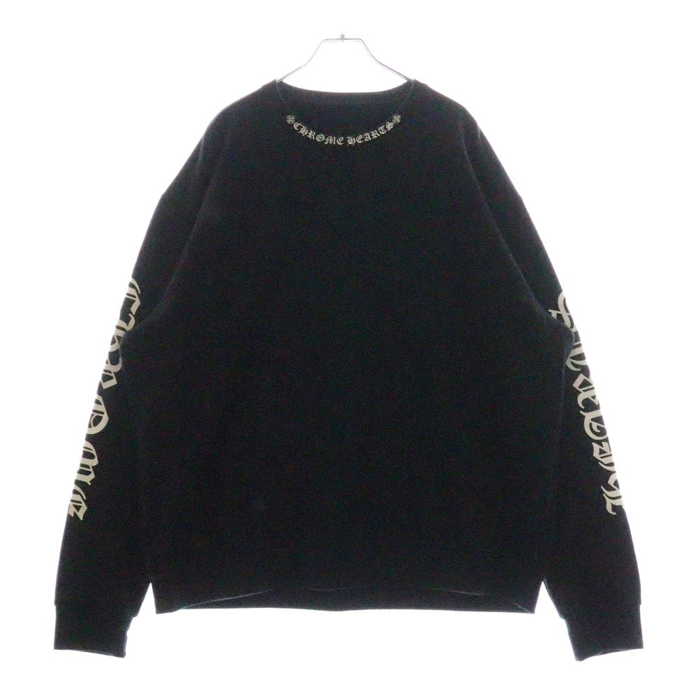 CHROME HEARTS(クロムハーツ) SWTSHRT PLVR ネックロゴプリント クルーネックスウェット トレーナー ブラック