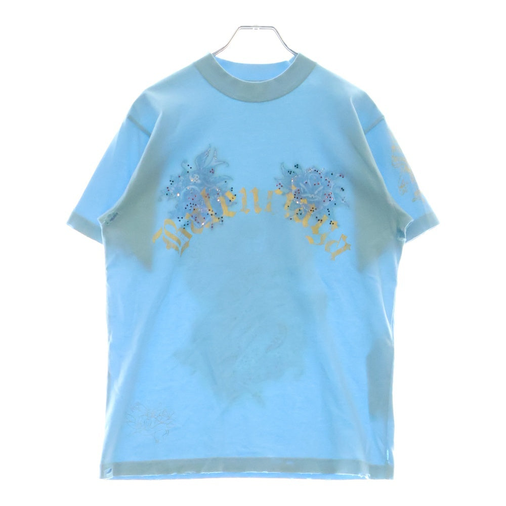 BALENCIAGA(バレンシアガ) Tacky Tattoo スモールフィット ライトストーン装飾 半袖Tシャツ ブルー レディース 809122 TRVZ2