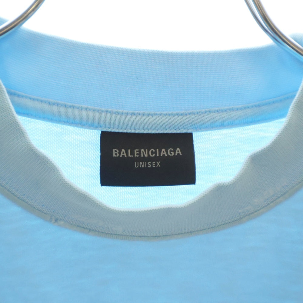 BALENCIAGA(バレンシアガ) Tacky Tattoo スモールフィット ライトストーン装飾 半袖Tシャツ ブルー レディース 809122 TRVZ2